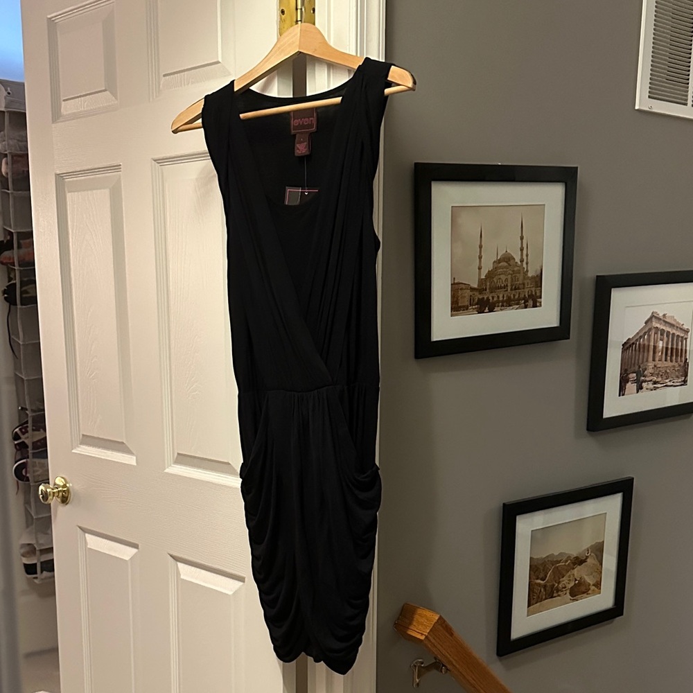 NWT Elegant Black Draped Dress